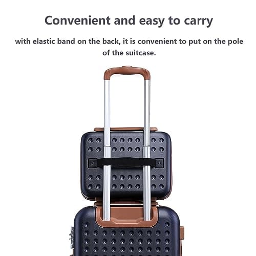Kono Lightweight Travel Makeup Carrying Case Hard Shell Cosmetic Case Mini 13" Luggage Organizer (Navy) — view 4