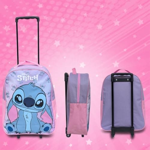 Disney Stitch Kids Cabin Bag Suitcase for Girls- Lightweight with Wheels & Telescopic Handle - Ideal for Short Breaks, Holidays, Sleepovers, School Trips (Stitch) — view 4