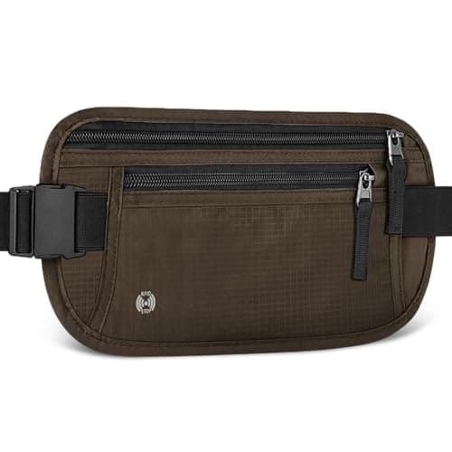 Aucuu Travel Money Belt with RFID Blocking, Ultra-Thin Passport Holder for Travel, Waist Pack Anti Theft, Hidden Travel Wallet Under Clothes to Protect Cash, Credit Cards Passport for Women, Men