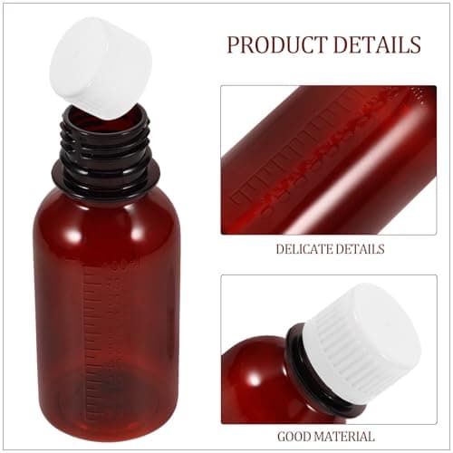 Brown PET Medicine Bottles 100ml with Cap and Scale 6 Pack — view 3