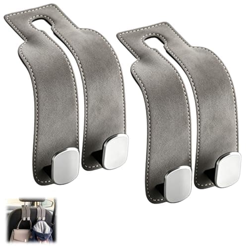 Rdunulioo 2 Pcs Car Bag Hook, 2 in 1 Car Seat Organiser, Headrest Hooks for Back Seat, Universal car Accessories Interior, Car Hooks for Hanging Bags Purses Handbags (Grey)