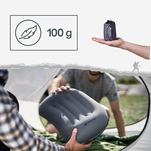 Trinordic Lightweight Inflatable Camping Pillow - Soft Cover, Grey — view 3