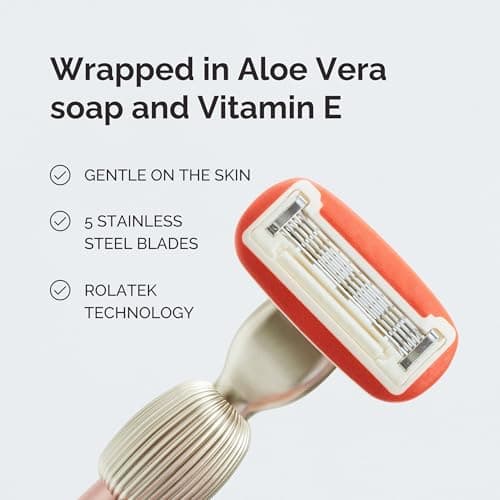 Fler The Razor Shave Set - Women's Razor with Interchangeable Razor Heads, Razor with Holder, 6 Replacement Blades and Protective Case, Razor Blades with Aloe Vera, Vitamin E, Sicily Orange — view 3