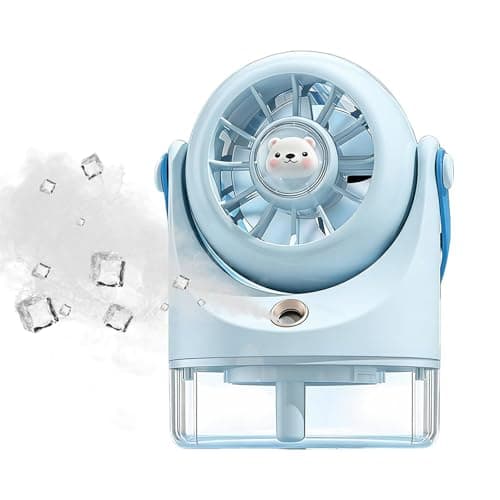 Fan with Mist - 3-Speed Quiet Battery Operated Small - Handheld Fan Portable Mister,for Bedroom Office School Summer Outdoor Travel Camping Hiking Beach Trip Women Kids