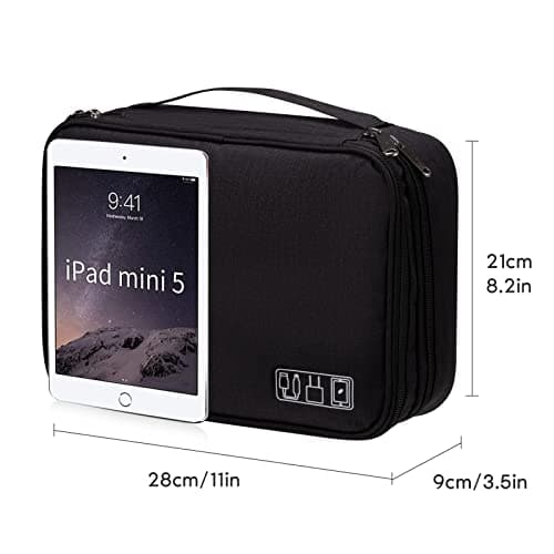 OrgaWise Travel Cable Organiser Bag, 3-Layer Tech Case, Black — view 2