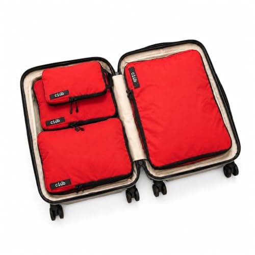 ciúb Compression Packing Cubes 4 Set Premium Double Zip, Fit 40% More in Your Luggage, Carry-On & Backpack, Lightweight Water Resistant Travel Accessories, Compressible Suitcase Organiser Bags (Red)