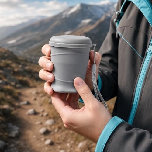 Zirax 2 Pcs Collapsible Cup, 260ML Silicone Foldable Travel Mug with Lid, Portable Reusable Camping Cups for Hot Drinks, Pocket Size Water Cup for Outdoor Hiking, Picnic & Commuting — view 6