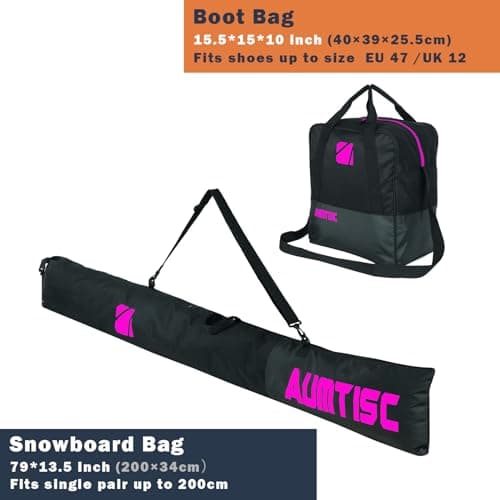 AUMTISC Ski Bag and Boot Bag Combo for 1 Pair of Ski and Boots,Adjustable Length Ski Bag… — view 3