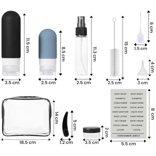 Laxen 20 Pack Travel Bottles for Toiletries, TSA Approved Leakproof Silicone Travel Bottles, Refillable Containers for Shampoo, Lotion, Cream & Cosmetics, Travel Essentials — view 2