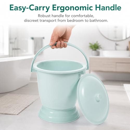 Portable Commode Bucket with Lid & Handle, 4L Portable Toilet for Kids, Adults, Travel & Camping Night Use, Chamber Pot Urinal Bottle Urine Pots Bucket - Easy to Clean, Hygienic Toilet Solution — view 5