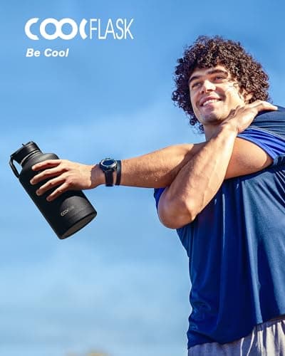 Coolflask Water Bottle 2L Insulated with Straw & 3 Leakproof Lids — view 6