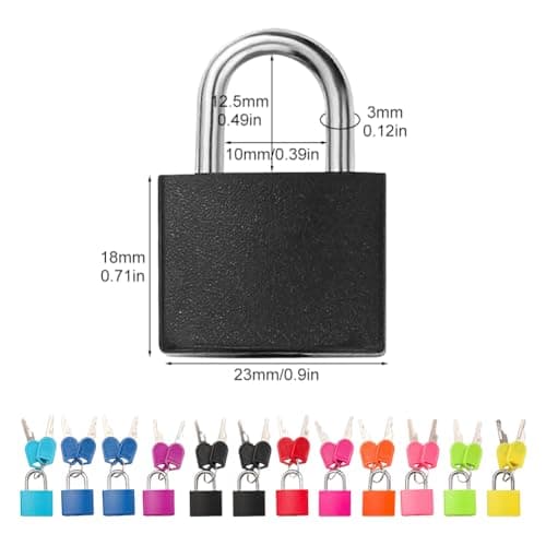 12 Pack Suitcase Locks with Keys, Small Luggage Padlocks — view 2
