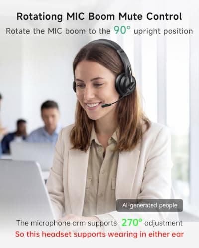 AOC Wireless Headset with Microphone for Work, V5.4 Bluetooth Headset — view 6