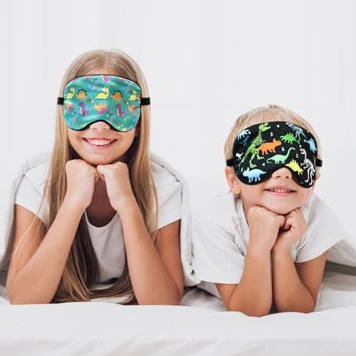 2 Pack Sleep Mask for Kids, Eye Mask for Sleeping, Cute Cartoon Sleeping Eyemask with Adjustable Strap, Blackout Eyeshade for Kids Teen Blindfold for Home Travel Nap Party Use — view 6