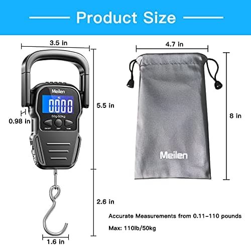 Meilen Luggage Scale, 110lb/50kg Digital Fishing Weigh Scale for Travel — view 5