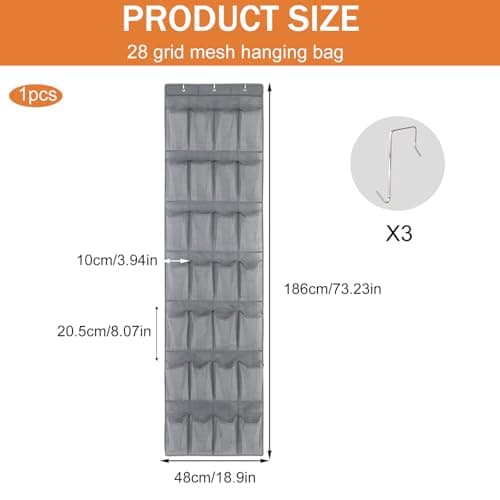 Over the Door Shoe Storage, 28 Large Mesh Pockets Hanging Shoe Storage — view 2