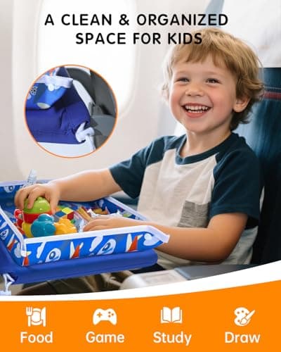 Airplane Tray Table Cover with Pocket Organizer & Tablet Pocket, Kids 1-5 — view 2