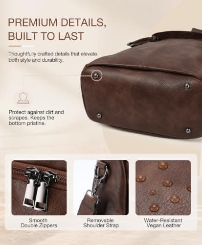 VX VONXURY Anti-Theft Backpack for Women Fashion PU Leather Backpack Purse With Detachable Shoulder Strap Vintage Handbag for Daily Work Travel — view 6