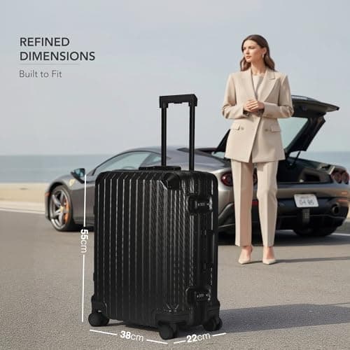 LUGG Solo Explorer 20 Inch Cabin Suitcase with Protection Cover - Alluminium Hard Frame Trolley, 37L Lightweight Travel Luggage, 360° Spinner Wheels, TSA Lock, Scratch & Water Resistant (55x38x22cm) — view 4