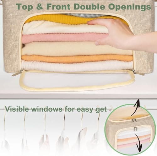 Cashmere Sweater Storage Bag 24L, 2 Pack Breathable Protection Pouch with Cedar Wood Balls, Moth Proof for Woolens, Stackable Closet Organiser — view 3