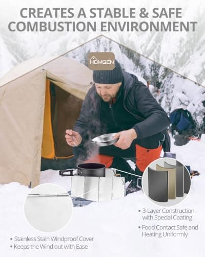 HOMGEN Camping Cooking Set with 1 Windshield & 2 Plates Cups Cutlery — view 4