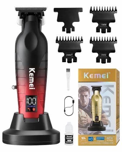 KEMEI 2499 Professional Beard/Hair Trimmer for Men, Black-Red Gradient