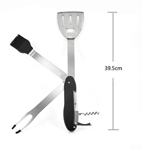 Barbecue tools, Lovebay 5-in-1 BBQ Grilling Multi utensils Stainless Steel Barbecue Grill Accessories Foldable and Detachable Tool Set Kit with Case Dishwasher Safe Best for Outdoor Grilling — view 4