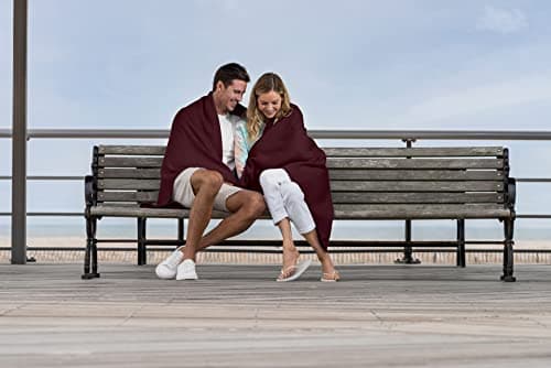 MV Sport Lightweight Sweatshirt Blanket Throw – Warm & Cozy, Breathable Oversized Fleece Knit, Couch, Bed, Travel, Cold Nights, and Outdoors – Soft Light Weight Blanket 54" x 84" Maroon — view 4
