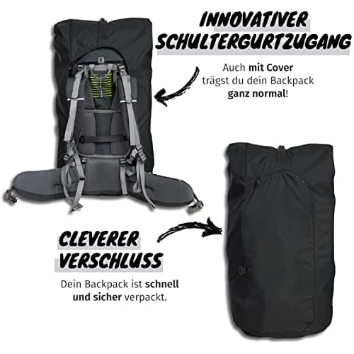 Journext 2 in 1 Backpack Protective Cover and Rain Cover/Backpack Protection, pure black, M (bis 55L) — view 2