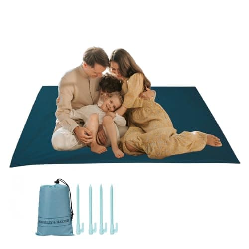 Kingsley & Harper Extra Large Beach Mat 210 x 200cm – Waterproof Sand-Resistant Picnic Blanket with Pegs and Carry Bag, Lightweight Outdoor Mat for Beach, Camping & Travel