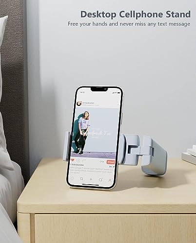 MiiKARE Portable Airplane Phone Holder-360° Rotation Phone Holder for Plane,Hands-Free Travel Essentials for Flying,Foldable Pocket-size Phone Stand Holiday Essentials Compatible iPhone&Android-Blue — view 4