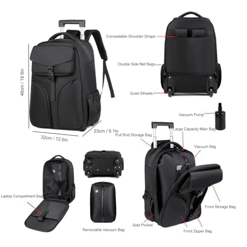 Chrees Trolley Backpack with Quiet Rolling Wheels — view 5