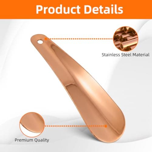 ACKKOR Rose Gold Metal Shoe Horn Small 16cm for Travel and Daily Shoes Use — view 4