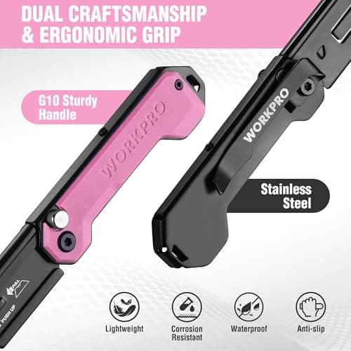 WORKPRO Folding Utility Knife with 10 SK5 Blades, Box Cutter with Belt Clip — view 2