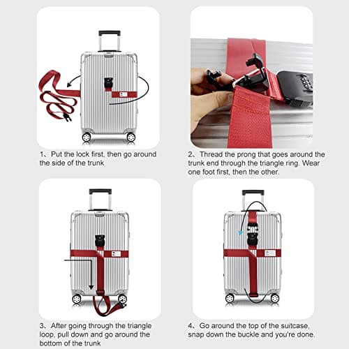 Veki Cross Luggage Straps Set TSA Approved with Lock, Red, 1pc — view 6
