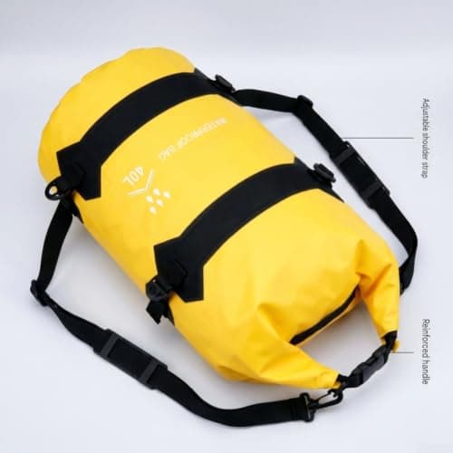 Motorcycle Pannier Bag, 40L 80L Waterproof PVC Riding Luggage with Adjustable Straps for Cycling Hiking Camping Travel, Black Yellow Orange Light Blue(48 * 30cm Orange) — view 4
