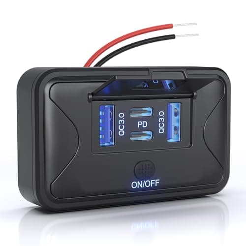 GIBBAB 108W 4 Ports 12V RV Car USB Outlet Switch Panel Wall Surface Mount