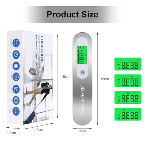 Flintronic 1PC Luggage Scales, Portable Digital Suitcase, Electronic Luggage Scale Hanging with Backlit & Tare Function, Weight Scale Lightweight for Travel Shopping Luggage Bag-Battery Included — view 2
