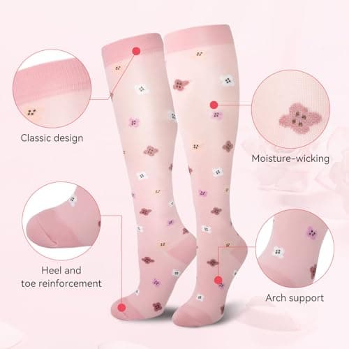 Compression Socks for Women & Men 6 Pairs 20-30 mmHg Travel Flight Socks — view 3