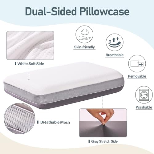 PAROLL Adjustable Pillow Ultra Thin Flat for Sleeping Memory Foam Layer Low Profile Slim Pillow for Stomach, Back, Side Sleepers — view 5