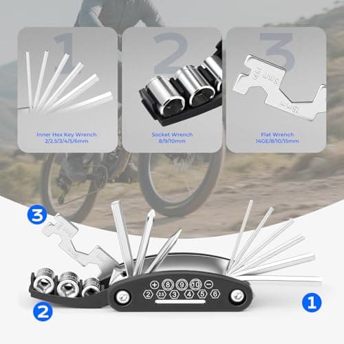 All-in-One Bike Tool Kit & Puncture Repair Kit | Bike Repair Kit with 3 Tyre Levers | for Road, Mountain Bike & BMX | Essential Bike Accessories for Men & Women — view 2