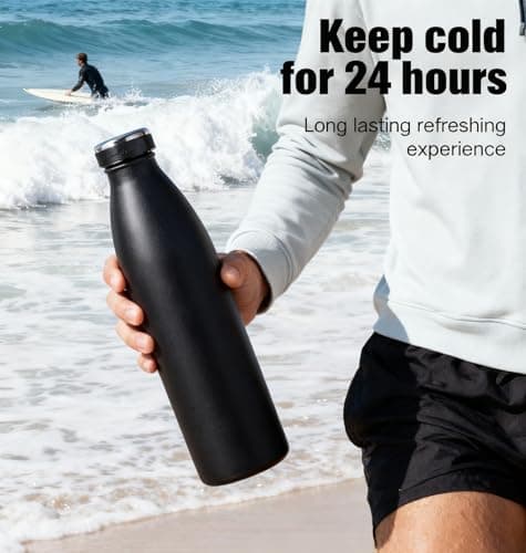 Love-KANKEI 1L Insulated Water Bottles, Stainless Steel Water Bottle Black — view 4