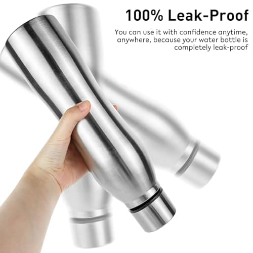 ICEBLUEOR 1000ml Water Bottle Stainless Steel, Leak Proof Portable Non Insulated Single Wall Metal Water Bottle with Carry Handle, Ideal For School Office Gym Travel & Sports Travel Essentials — view 4