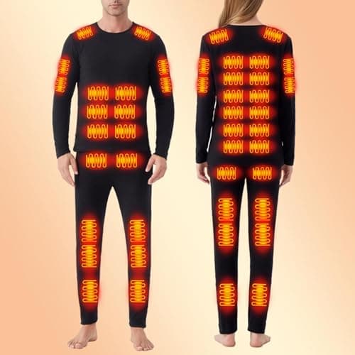 Heated Base Layer for Men and Women Fleece Lined Thermal Underwear Sets Long Sleeve Tops Long Johns Warm Thermal Bottoms Winter Outdoor Ski Running Thermals (Not Battery Pack) — view 4
