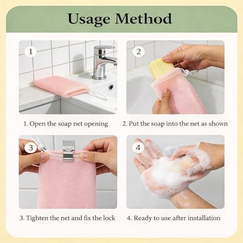 Exfoliating Soap Bags for Shower - 5 Pack Reusable Mesh Soap Bar Bags with Drawstring, Thickened Lathering Pouches for Travel, Bath, Face Wash, Cleanser Storage and Quick Drying — view 6
