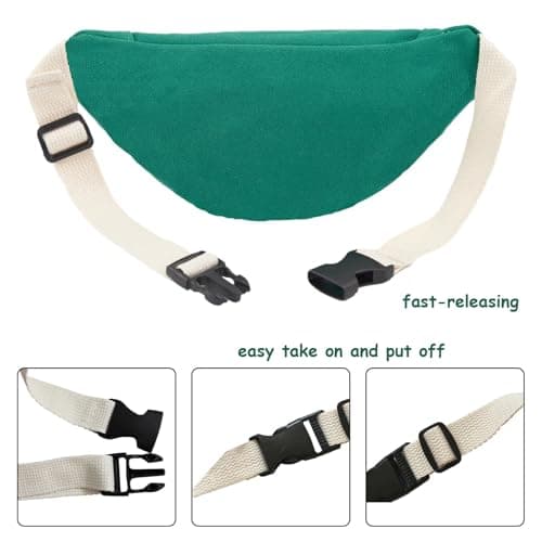 Kids Bumbag, Canvas Fanny Pack for Kids Crossbody Waist Bag for Unisex Toddler Boys Girls (Green) — view 3