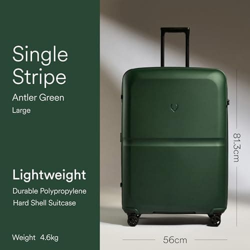ANTLER - Single Stripe Hard Shell Large Suitcase - Durable, Lightweight & Expandable, 4 Spinner Wheels - Adjustable Handle, TSA Lock, 81.3cm - Green — view 2