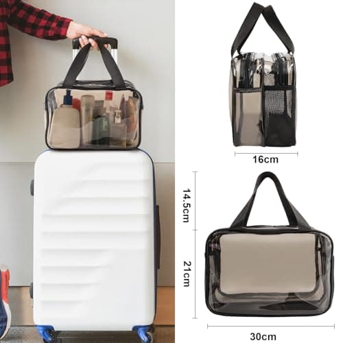Toiletry Bag Portable Travel Makeup Bag, PVC Clear Wash Bag, Brown — view 4