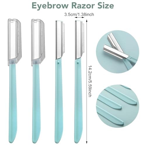 Lanjue 8 Pcs Eyebrow Razor, Dermaplaning Face Blades, Hair Remover, Green — view 2