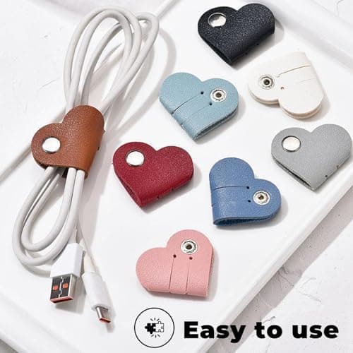 10Pcs Tidy Leather Cord Organizer Reusable Cable Straps Clips Flexible Wires Organiser Clip for Power Cord Headphone — view 4